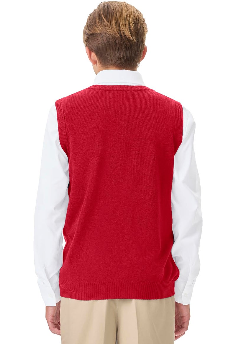 Classroom School Uniforms Men's Adult Unisex V-Neck Sweater Vest, Red, Large - Image 3